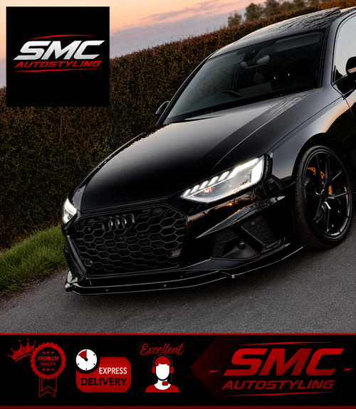 Audi A4 B9 Front Lip Gloss Black 2017-2019