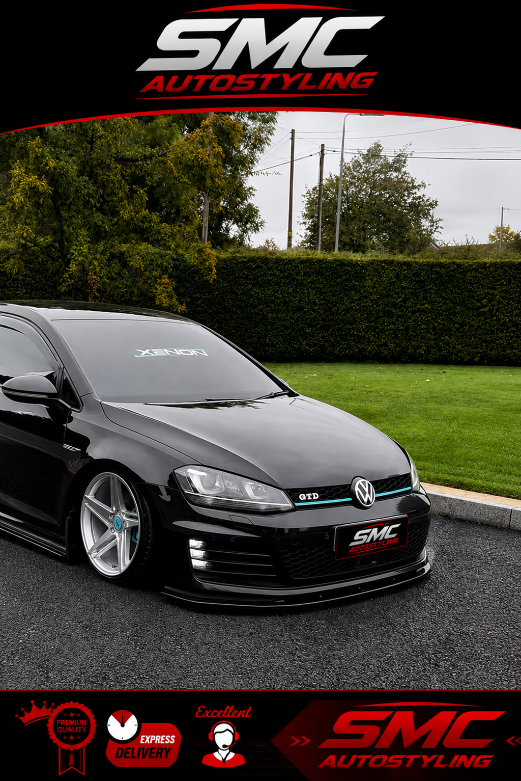 VW Gold Mk7 Gloss Black Front Lip Splitter 2013-2016