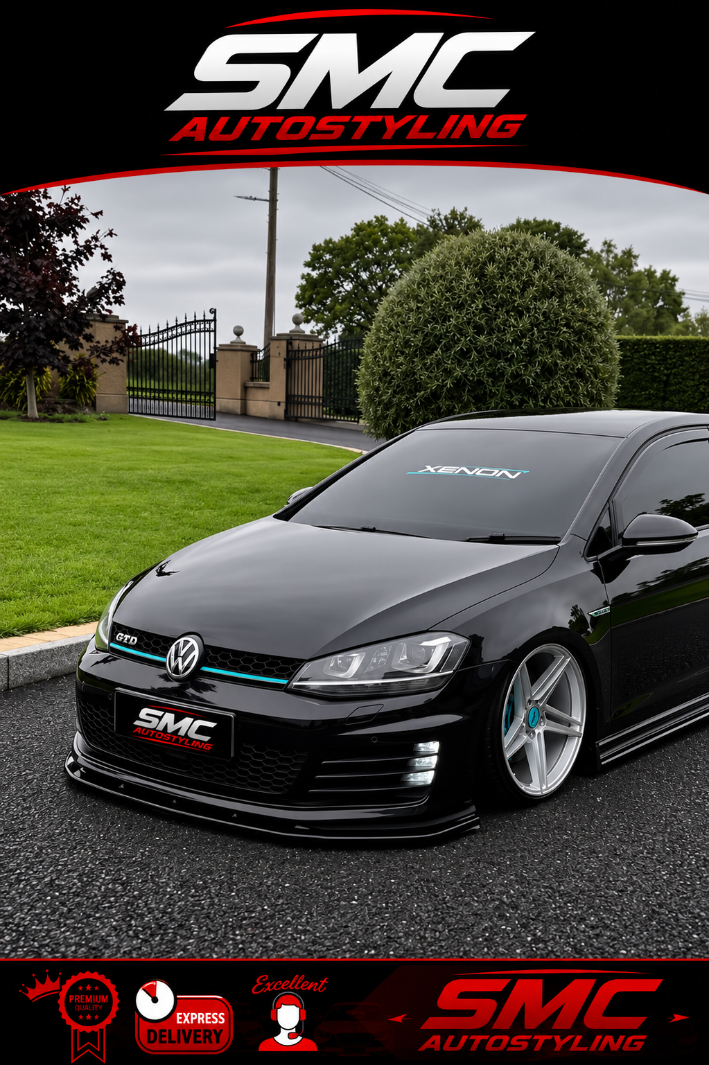 VW Gold Mk7 Gloss Black Front Lip Splitter 2013-2016